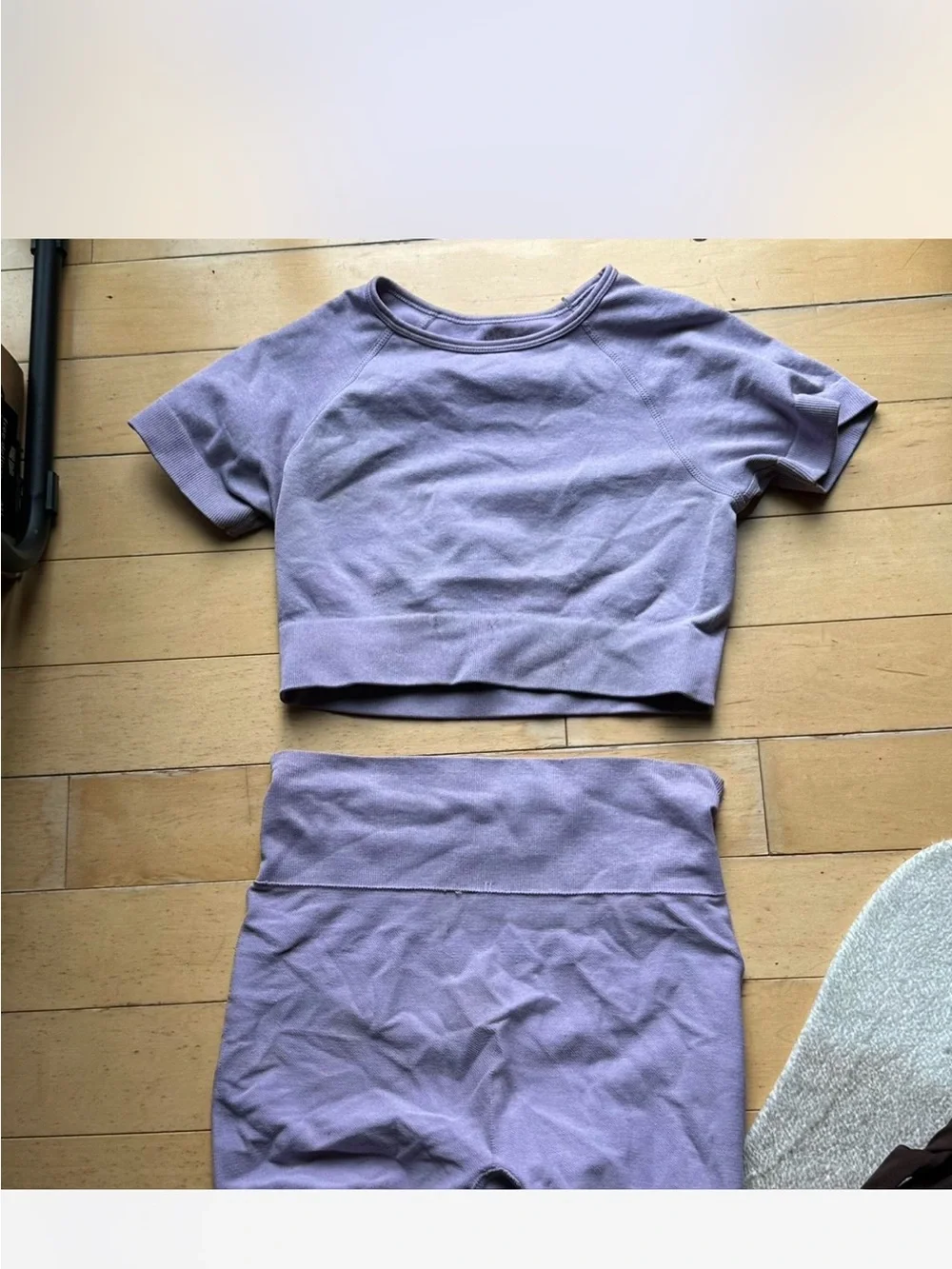 Cropped Short Sleeve Top and High-Waist Shorts Set - Lavender